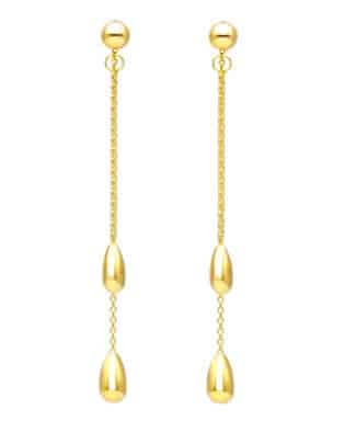 14k Yellow Gold Front To Back Teardrop Earrings