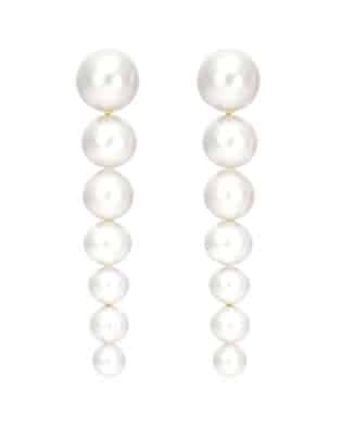 14k Yellow Gold Graduated Freshwater Cultured Pearl Drop Earrings