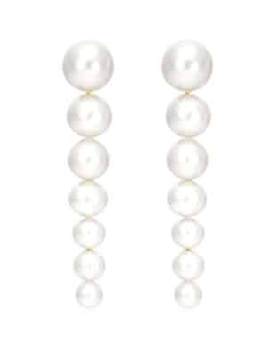 14k Yellow Gold Graduated Freshwater Cultured Pearl Drop Earrings