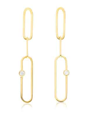 14k Yellow Gold Paper Clip Dangle Earrings