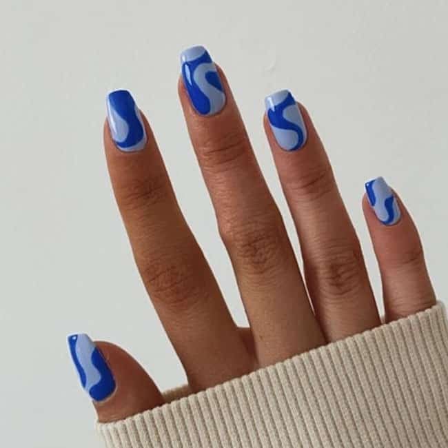 Blue Short Coffin Nails