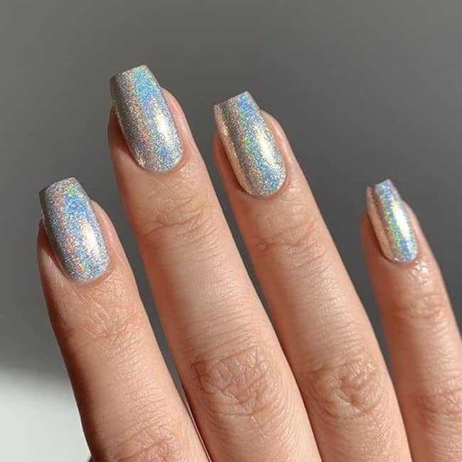 Holographic Short Coffin Nails