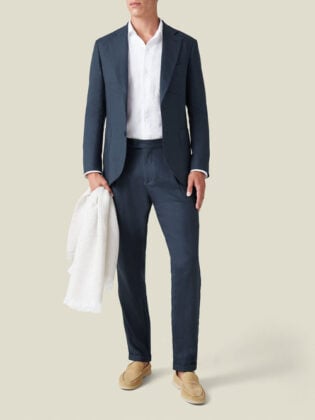 Luca Faloni Linen Blazer Navy Blue 1772 R 500x