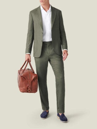 Luca Faloni Linen Blazer Olive Green 1769 R 500x