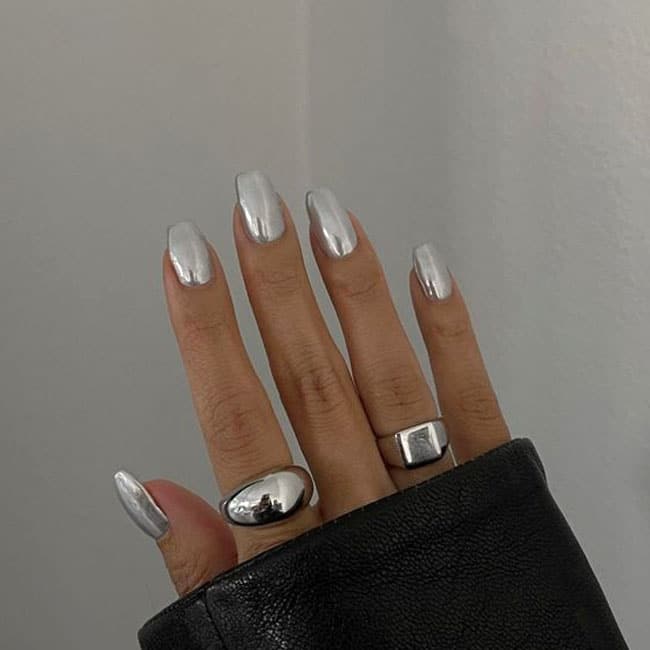 Metallic Short Coffin Nails