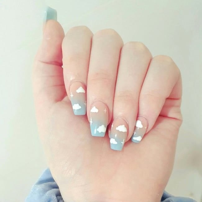 Ombre Short Coffin Nails 
