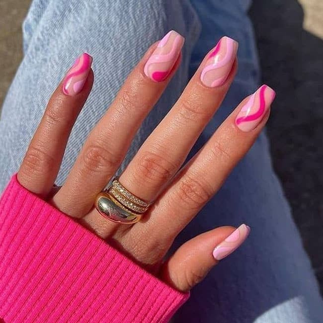 Pink Short Coffin Nails