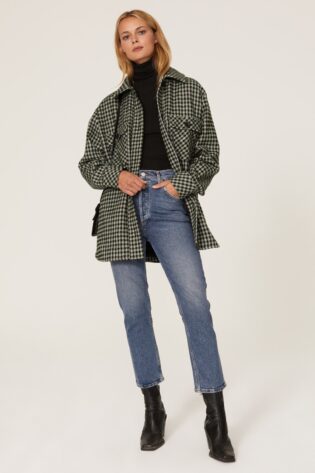 Sage Plaid Shirt Jacket