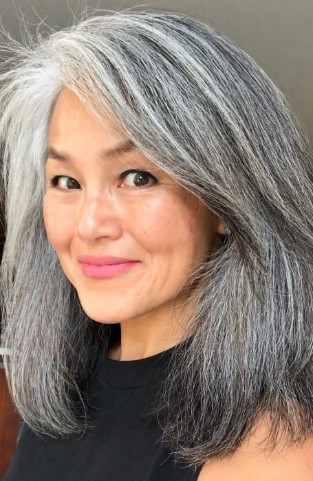 Shoulder Length Layered Gray Hair