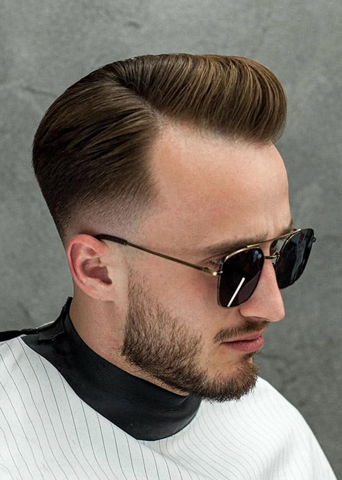 Skin Fade With Parted Pompadour