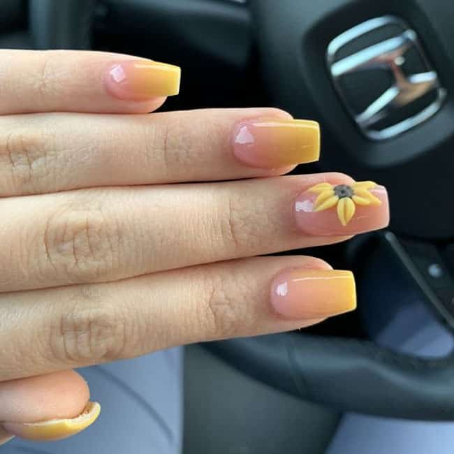 Yellow Short Coffin Nails