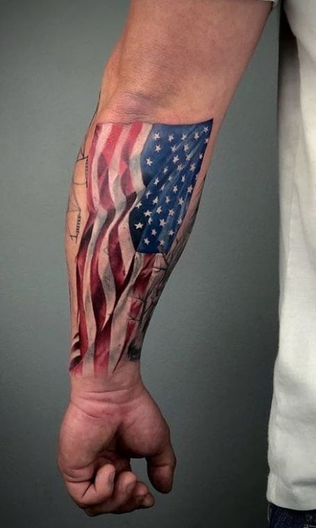 American Flag Forearm Tattoo