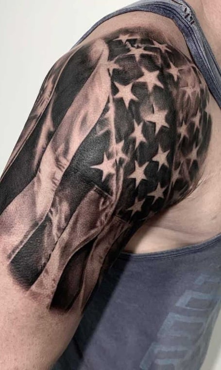 American Flag Shoulder Tattoo (1)