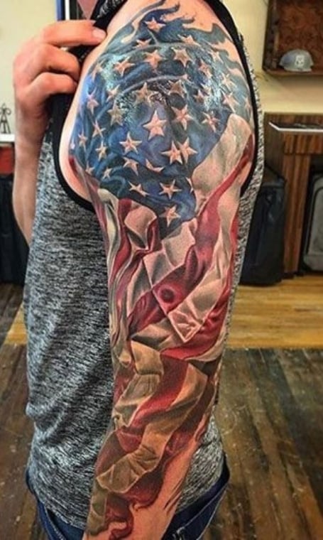 American Flag Sleeve Tattoo (2)