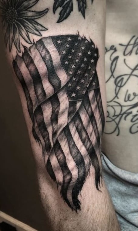 Black And White American Flag Tattoo (1)