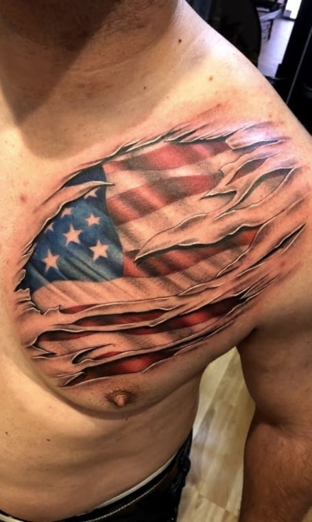 Black Ripped American Flag Tattoo (1)