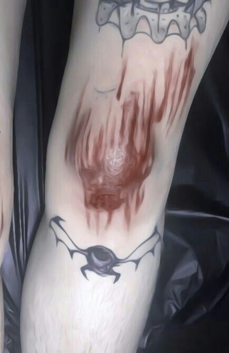 Bloody Knee Tattoo 