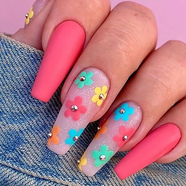 Bright Pink Summer Nails