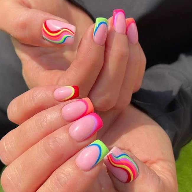 Bright Rainbow Summer Nails