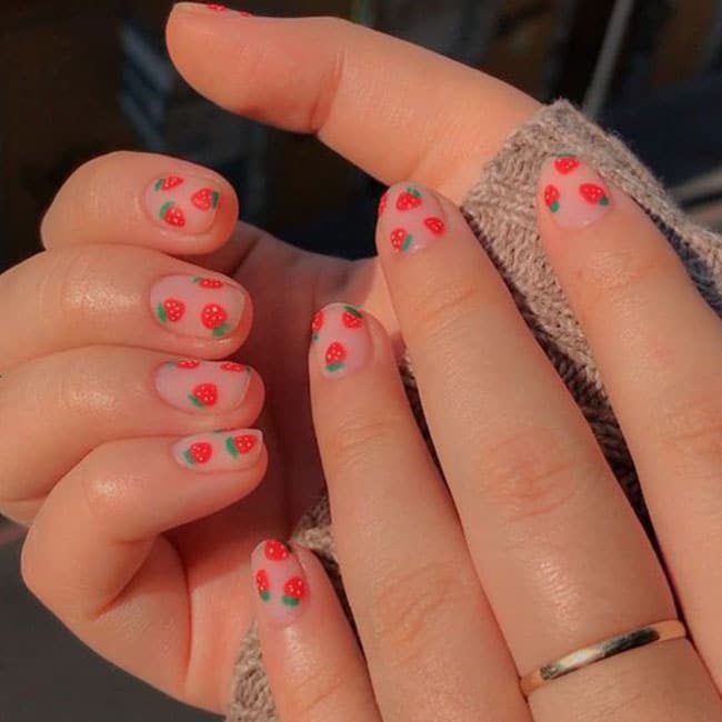 Bright Strawberry Nail Art