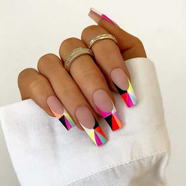 Bright Summer Coffin Nails