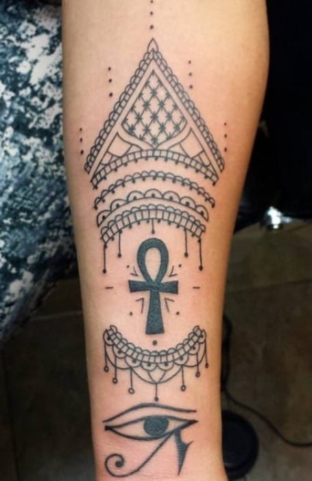 Awesome Ankh Symbol Tattoo Design For Sleeve