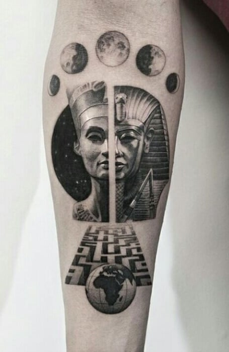 Black  Gray  Sphinx Egyptian Cat  Tattoos Cool tattoos Black and grey