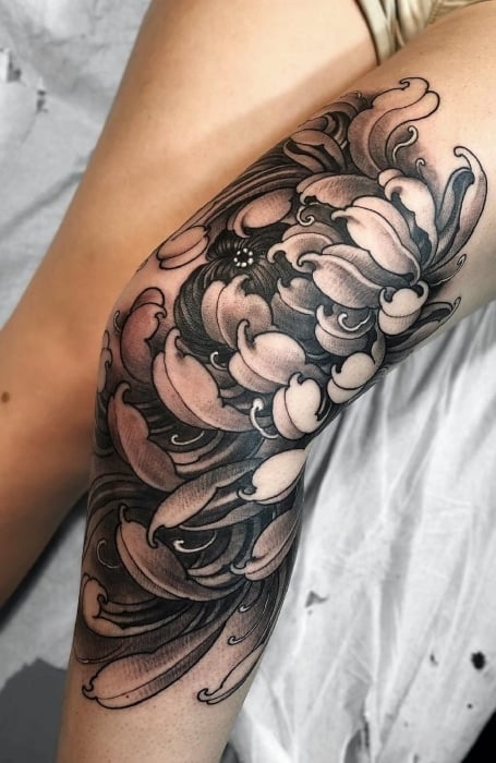 Flower Knee Tattoo 