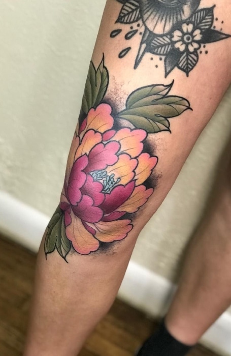 Tattoo uploaded by Rebecca  Peony flower tattoos on the knees by Elliott  Wells peony peonies flower japanese ElliottWells triplesixstudios   Tattoodo