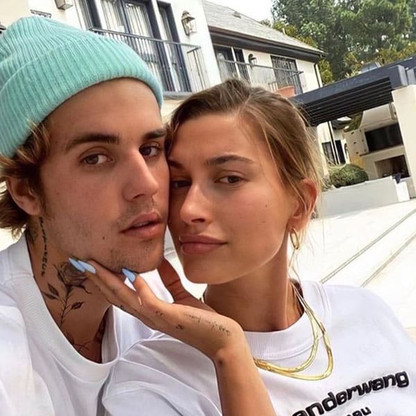 Hailey Bieber Baby Blue Nails