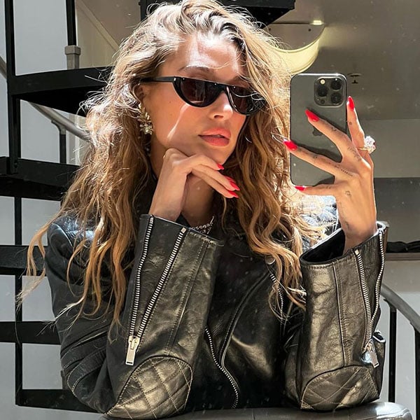 Hailey Bieber Cherry Nails