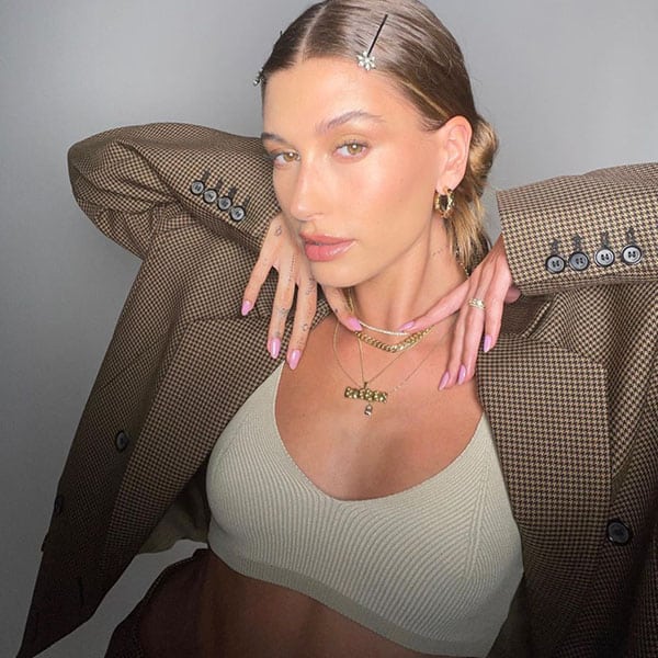 Hailey Bieber Light Pink Nails