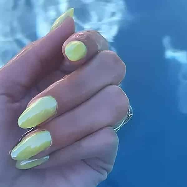 Hailey Bieber Neon Glazed Donut Nails