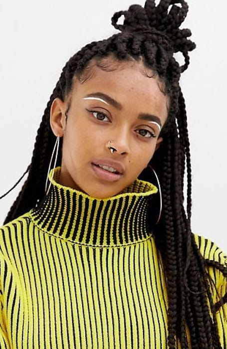 Half Top Knot Bun With Micro Braids