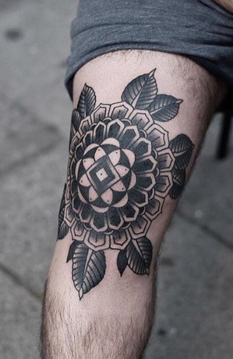 Knee Mandala Tattoo