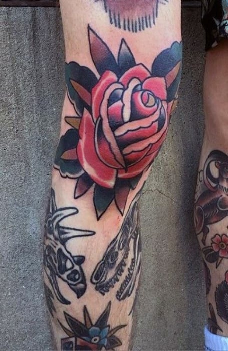 Knee Rose Tattoo