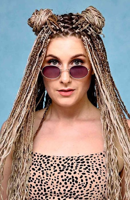 Micro Braids With Space Buns