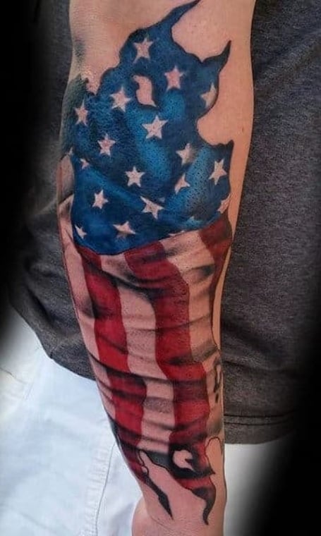 Tattered American Flag Tattoo (1)