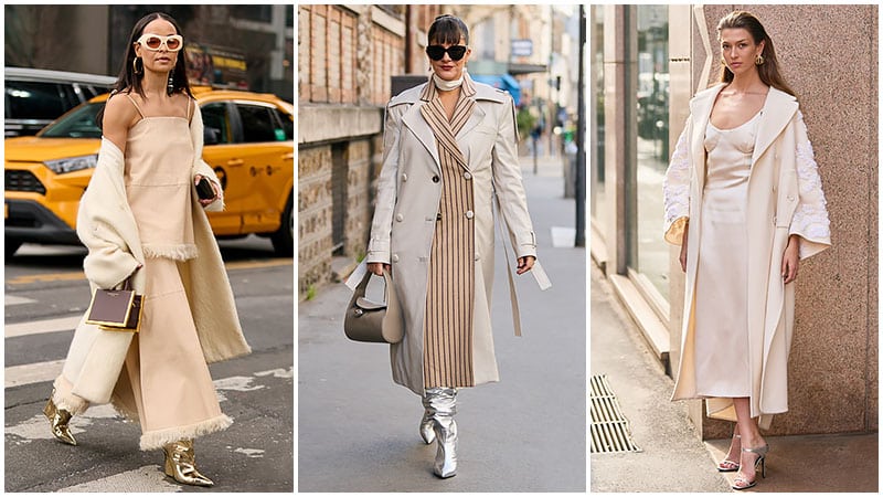 Beige Outfits With Metallic Footwear