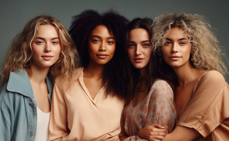 Group Of Multiethnic Women With Different Skin Color Posing Toge