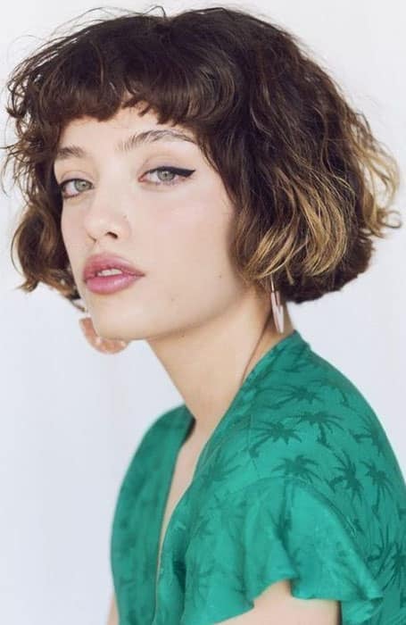 Curly Bob With Short Bangs