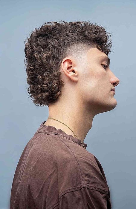 Curly Taper Fade Mullet