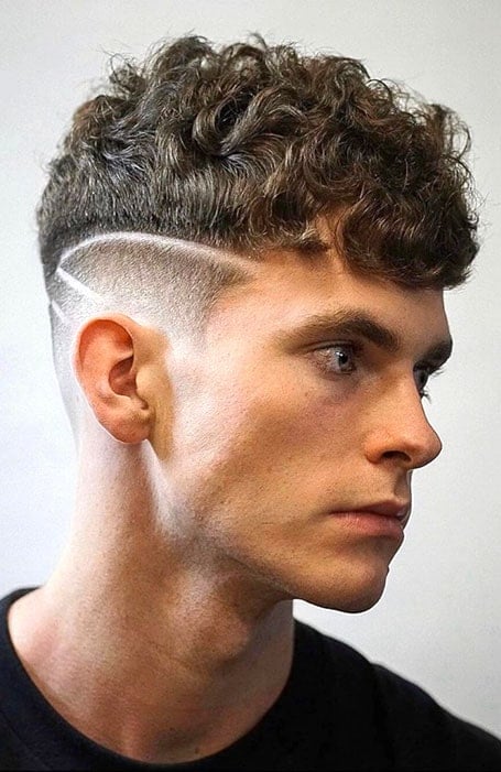 Curly Taper Fade With Hair Design