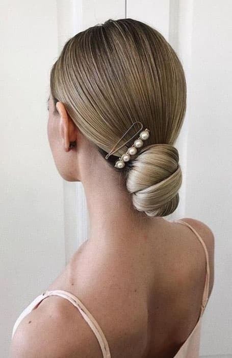 Low Chignon With Hair Clips
