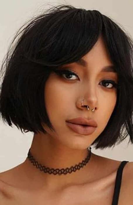 Black Short Bob Haircut Png - Hair Png