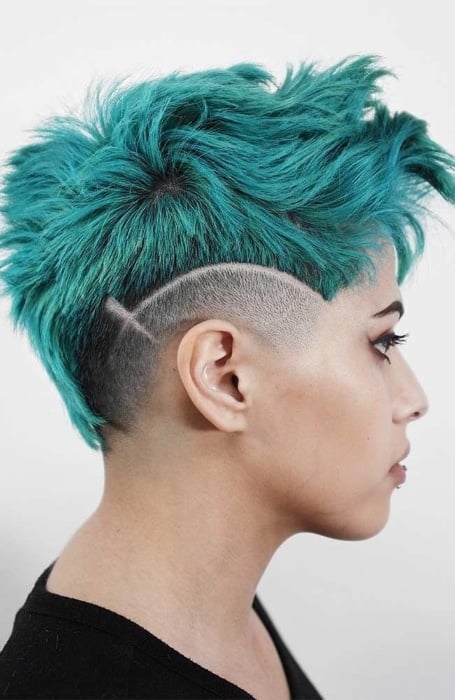 Blue Hair With Faded Arch