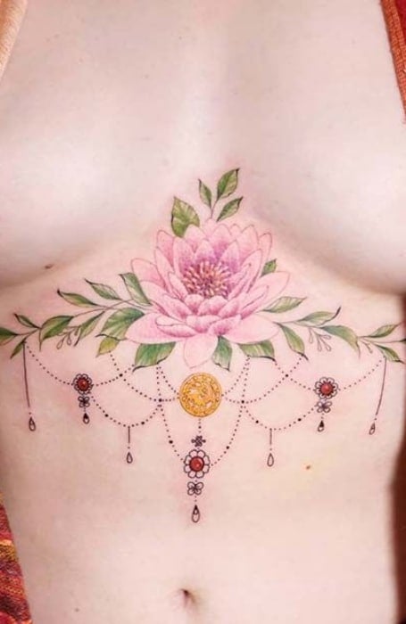 Flower Sternum Tattoo