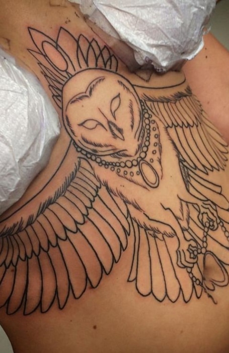 Owl Sternum Tattoo