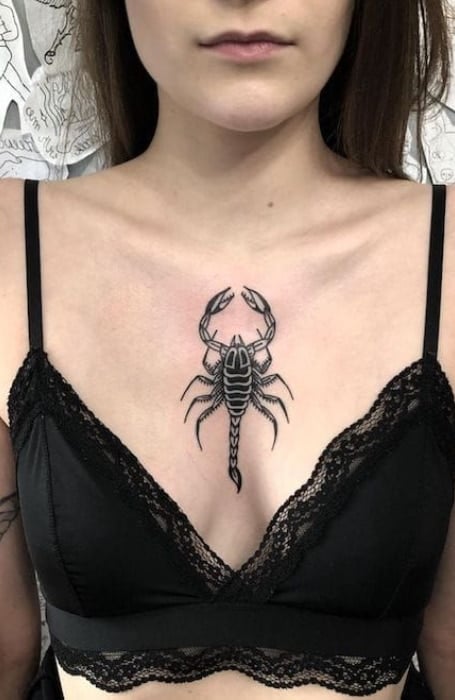 Scorpion Sternum Tattoo