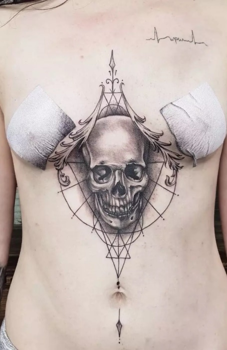 Skull Sternum Tattoo